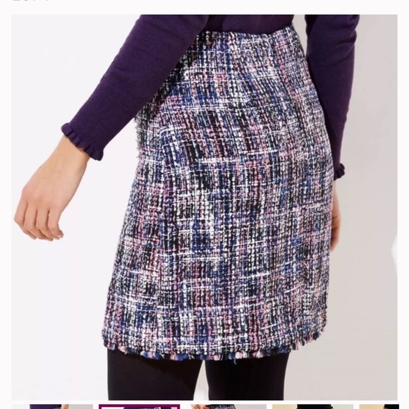 Ann Taylor Loft Tweed Fringe Faux NWOT‎  Wrap Skirt - Picture 2 of 8
